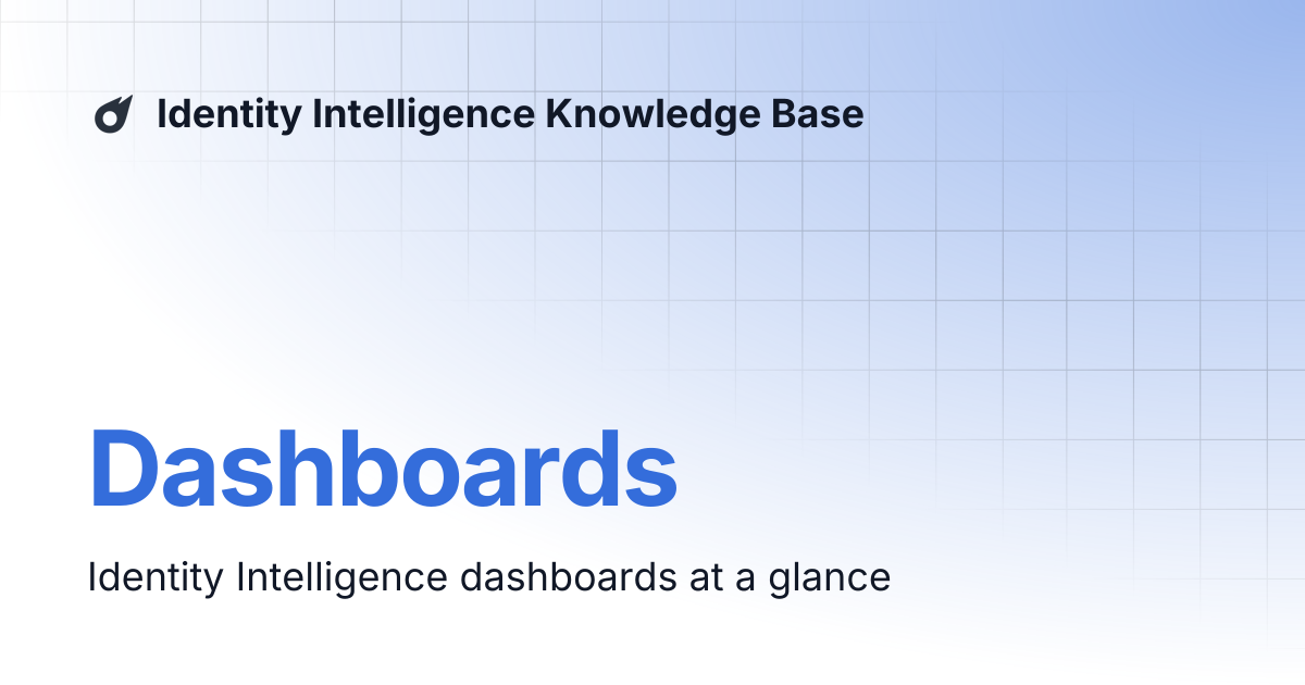 Dashboards | Identity Intelligence Knowledge Base